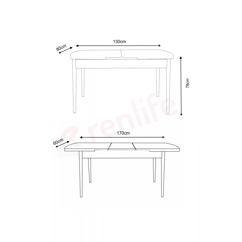 Yemek Masası Mutfak Masası Takımı Ahşap Masa Açılır Kapanır Masa 6 Kişilik Masa( Lüx Kemençe)