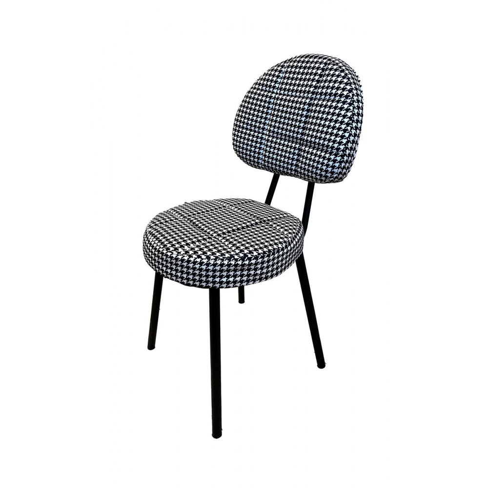 4 Adet Poverty Sandalye Siyah Mutfak Salon Yemek Odası Sandalyesi Metal Ayak