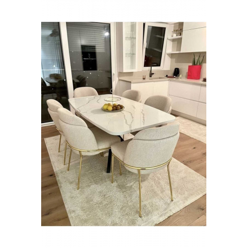 4'lü Mutfak Sandalyesi 4 Adet Salon Sandalyesi Yemek Odası Sandalyesi Baby Face Papel Sandalye Gold
