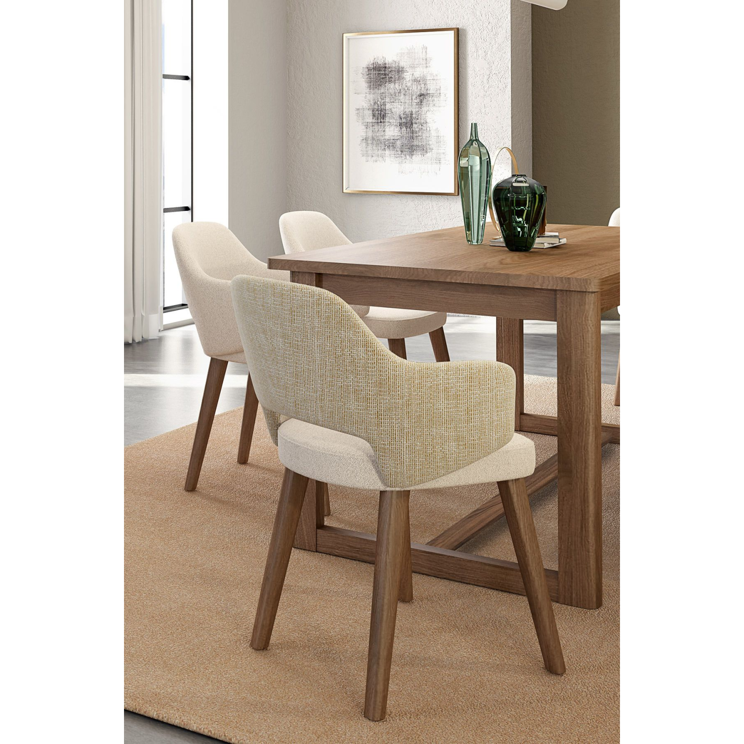 Calina Sandalye - Hitit Ceviz Ayak - Açık Gri Kumaş