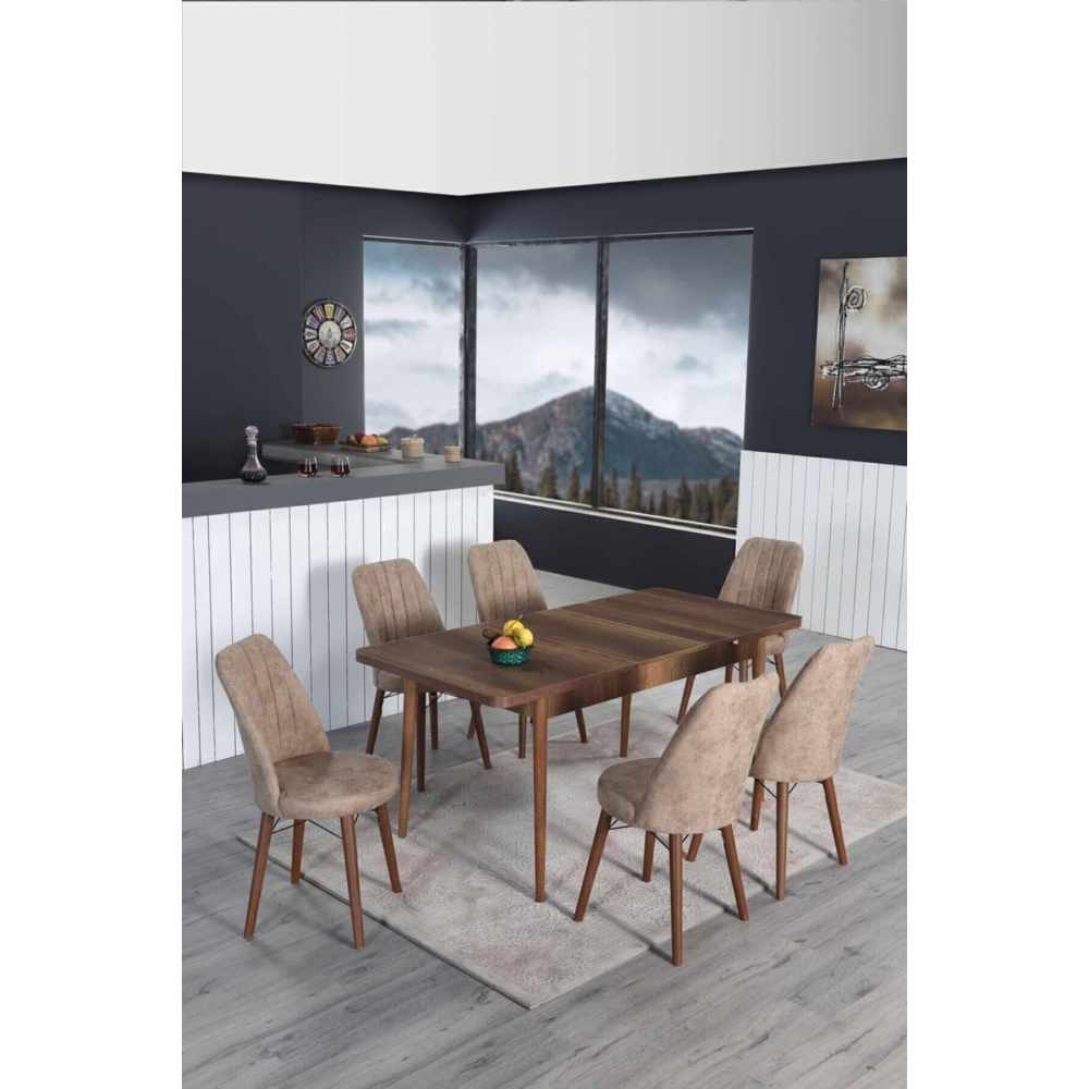 6 Kişilik Açılır Masa Sandalye Takımı Mutfak Masası Takımı Salon Masası Yemek Masası Masa Takımı