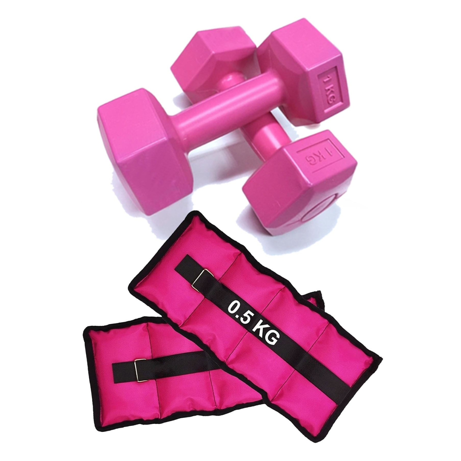 El Ve Ayak Bilek Ağırlığı 2x1 Kg Kum Torbası Ve 2x0.5kg Dambıl Dumbell Seti Ağırlık Setleri Pembe
