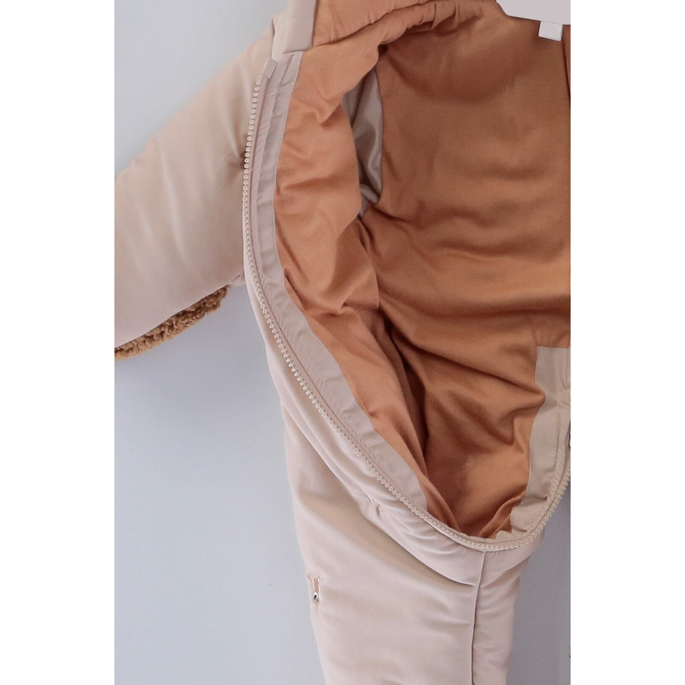 Yeni Bebek Sevimli Ayı Figürlü Kışlık Kürklü Patik-Eldivenli Kapüşonlu Kozmonot-Astronot Tulum