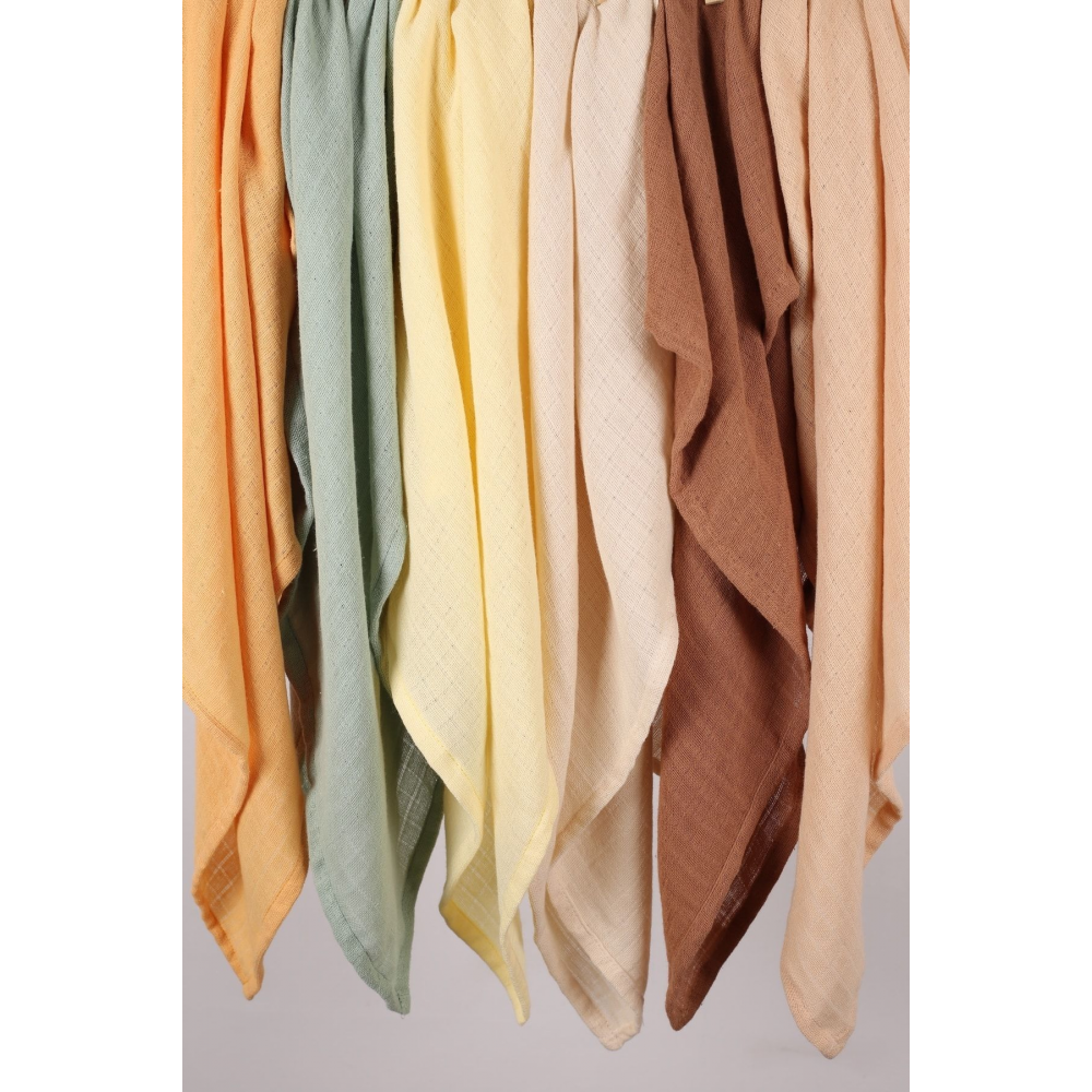 Unisex Renkli %100 Pamuk 6'lı Çok Amaçlı Müslin Bez, Örtü, Battaniye Seti - 75x75 Cm