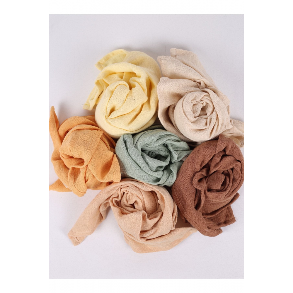 Unisex Renkli %100 Pamuk 6'lı Çok Amaçlı Müslin Bez, Örtü, Battaniye Seti - 75x75 Cm