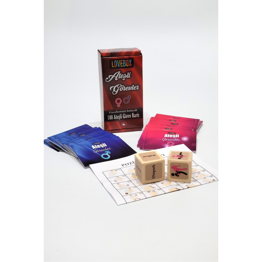 100 Fantezi Cezalı Kadın Erkek Erotik Görev Kartları Ve Pozisyon Zarı 18 Fantezi Oyun Seti