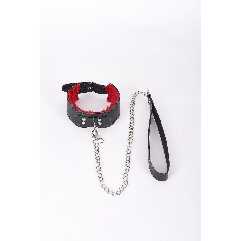 Siyah Kırmızı Fantazi Kelepçe Kırbaç Seti  7'li