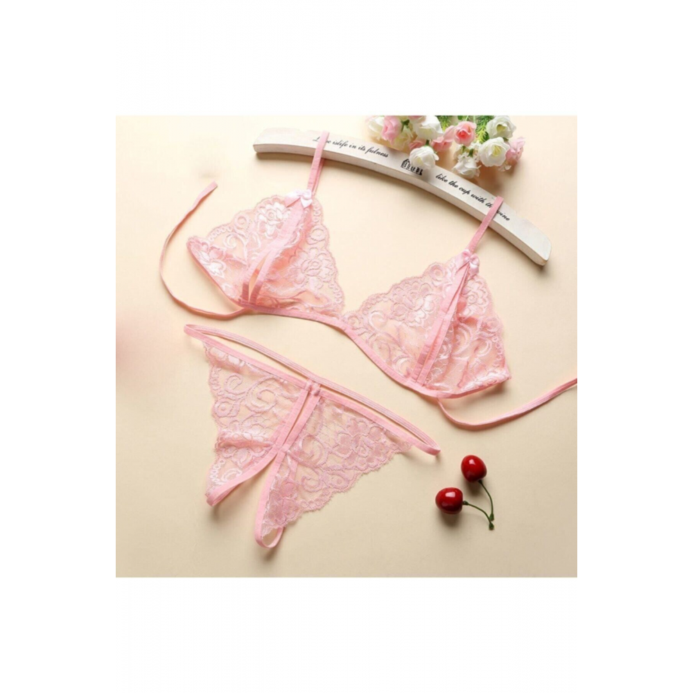 Kadın Siyah Dantel Sütyen Külot Takımı