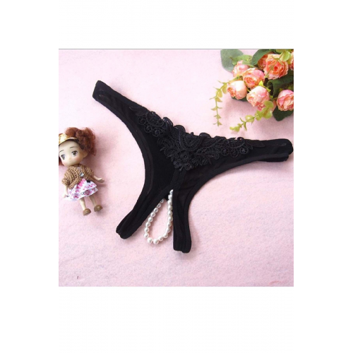 Moreno Özel Bölgesi Açık Incili Fantazi Külot - Siyah