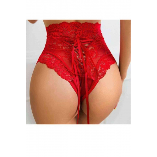 Sismila Yüksek Bel Dantel Külot Kırmızı