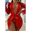 Dantel Kırmızı Sabahlık Takımı