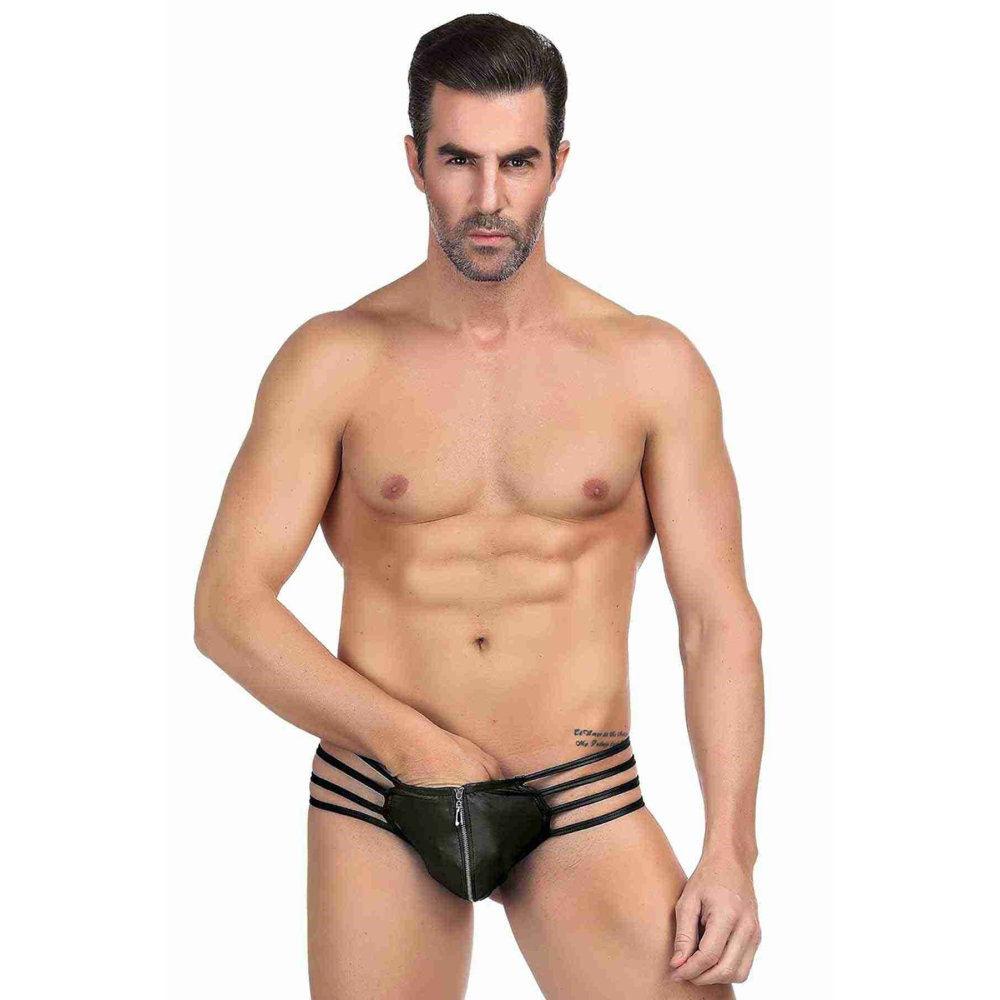 Siyah Fermuarlı Erkek Tanga Siyah - MS7468