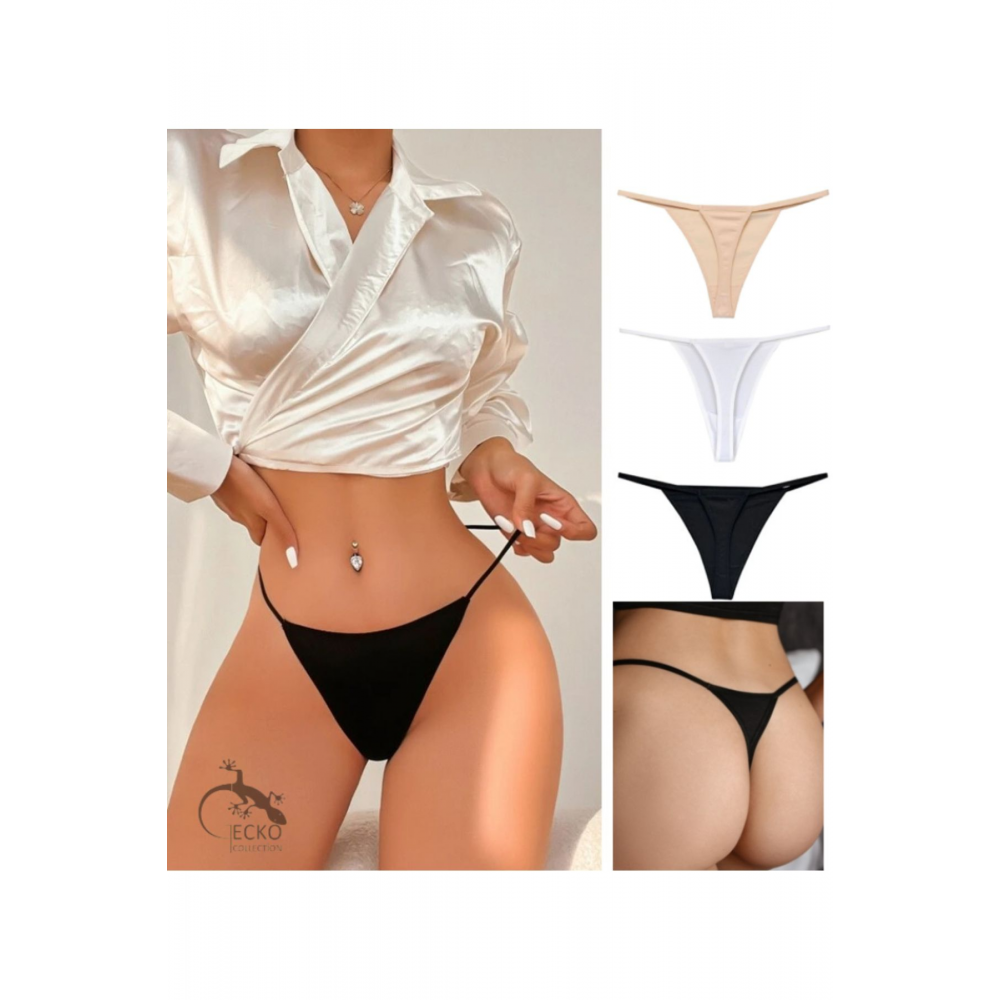 4B Underwear Kadın String Tanga Ipli Ip Lastikli 3 Adet