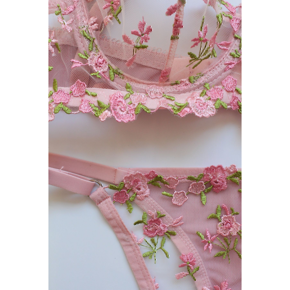Pembe Dantelli Bralet Takım (Sütyen&Tanga)