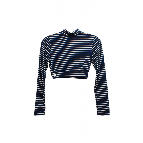 BEYAZ LACİVERT ÇİZGİLİ - CROP İÇLİK