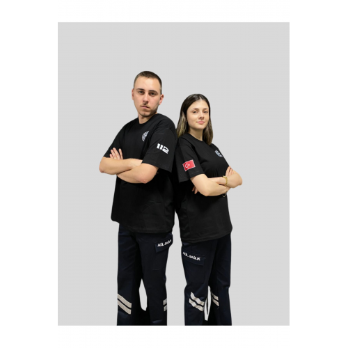 Oversıze Yuvarlak Yaka Siyah 112 Tişört