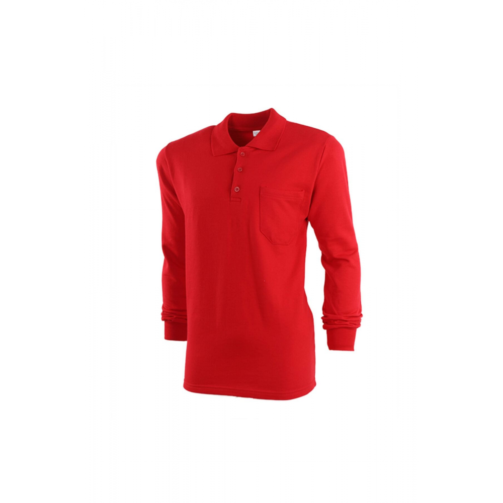 Polo Yaka Kırmızı 20/10 İki İplik Kışlık İş Sweatshirt