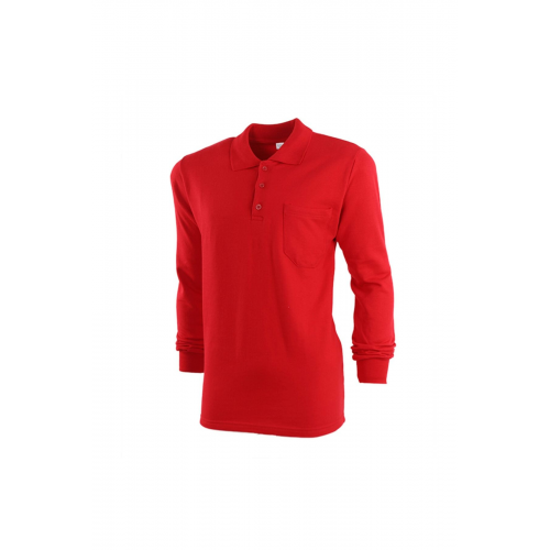 Polo Yaka Kırmızı 20/10 İki İplik Kışlık İş Sweatshirt