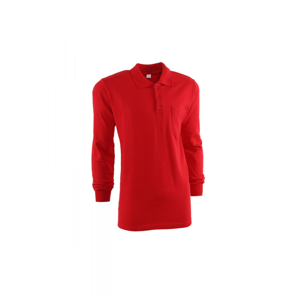 Polo Yaka Kırmızı 20/10 İki İplik Kışlık İş Sweatshirt