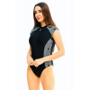 Siyah Fermuarlı Kolsuz Tek Parça Mayo Yüzücü Mayo Slip Short Sleeve One Piece Swimsuit