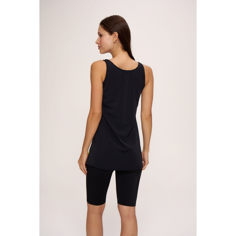 Kalın Askılı Kare Yaka Tankini Çubuk Desen