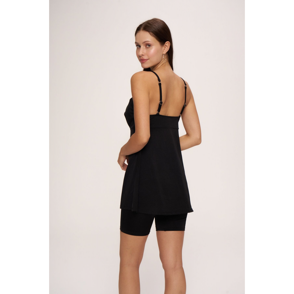 Lisa V Yaka Şortlu Tankini Takımı Siyah