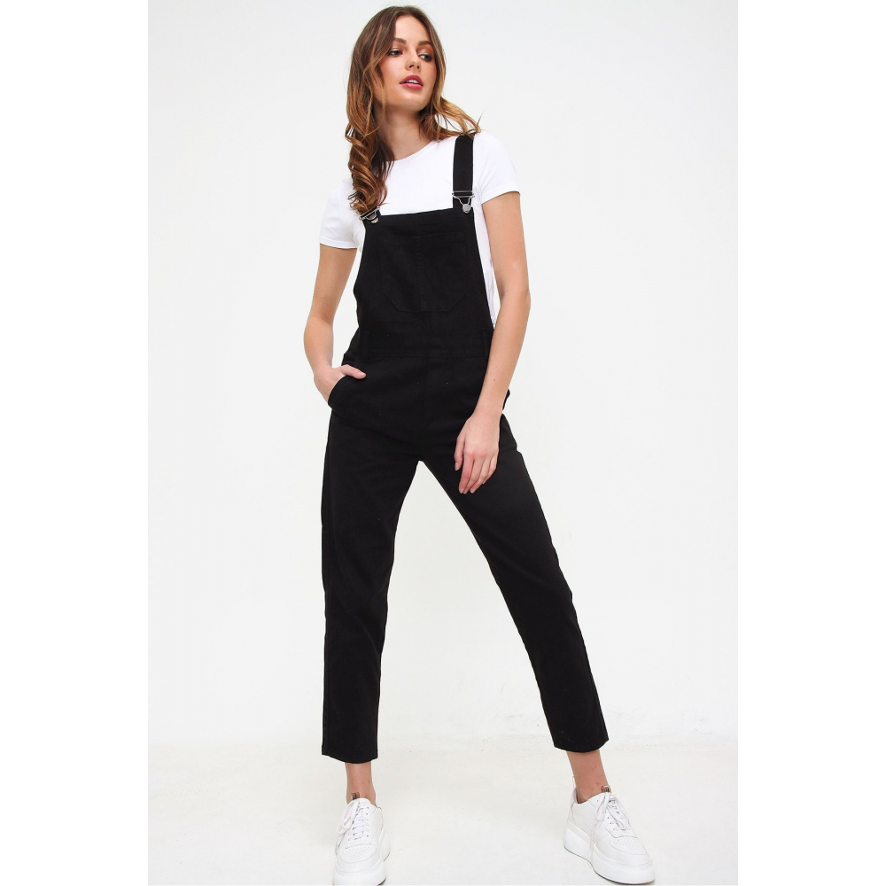 Kadın Siyah Denim Bahçıvan Salopet DF-SL1000
