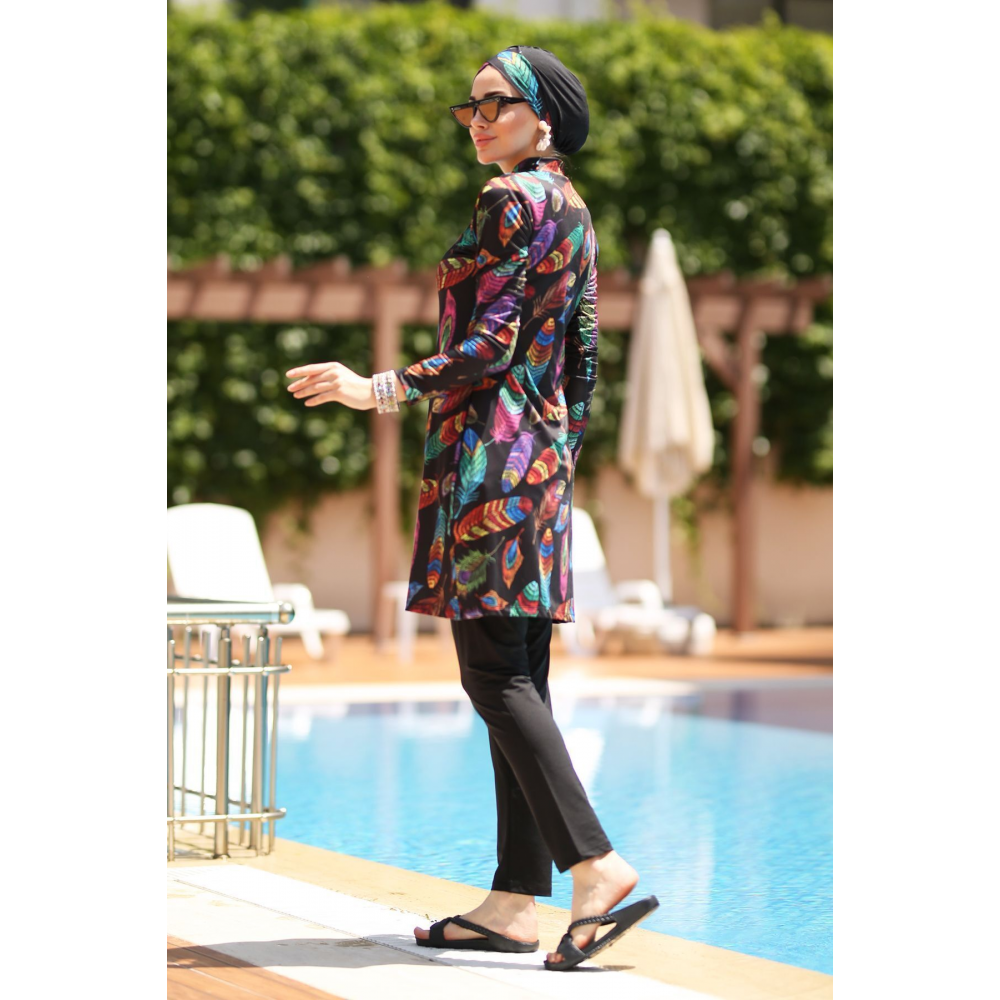 Likralı Tam Kapalı Tesettür Mayo Tüy Yapraklı 2013 Tuğba