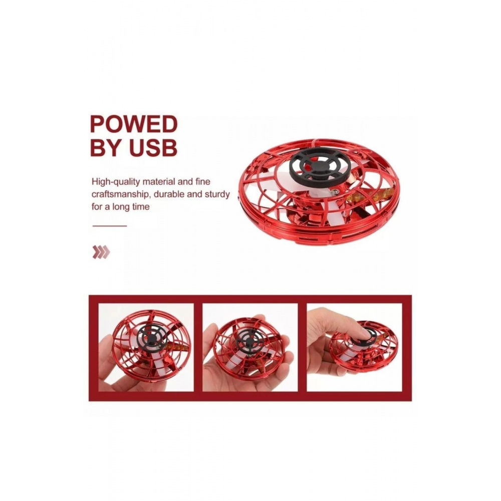Uçan Ufo Şarjlı Mini 360° Flyıng Star Dönen Mini Drone Helikopter Kırmızı Bumerang