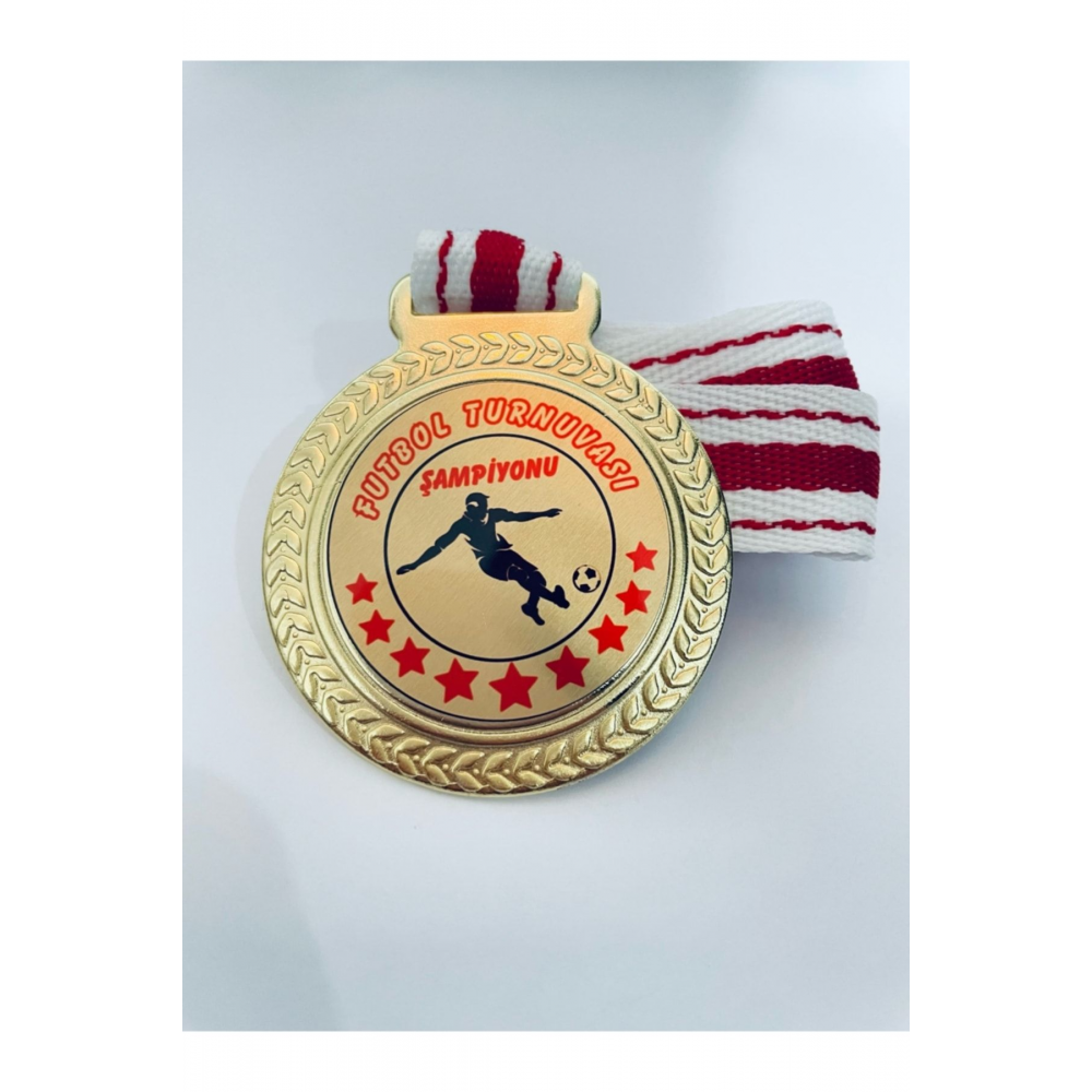 10 Adet Futbol Turnuvası Şampiyonu Madalyası Dijital Baskılı 1 Kalite Madalya