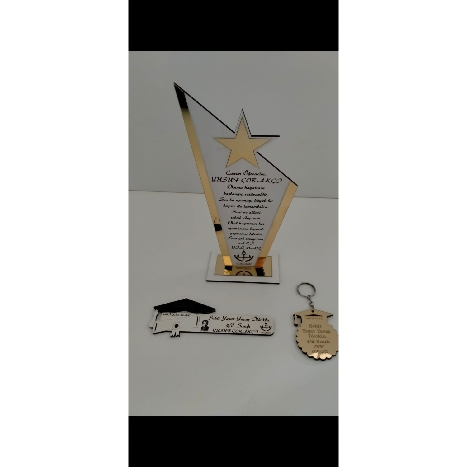 Okul Mezuniyet Hartırası 3 Lü Set Gold Veya Gümüş Pleksi Kişiye Özel