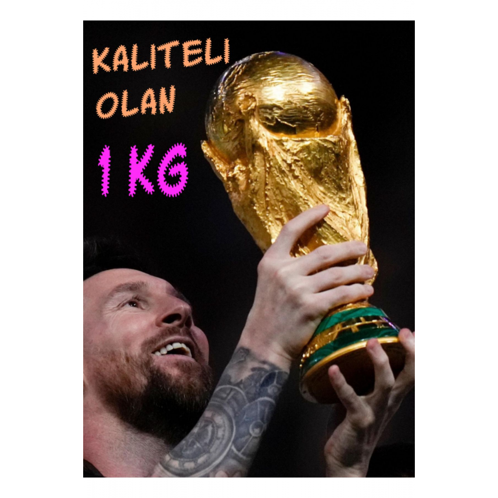 30 Cm Boy Dünya Kupası Gold Kaplama Gerçek Boyut Messi Qatar Futbol ( 30cm 1kg )