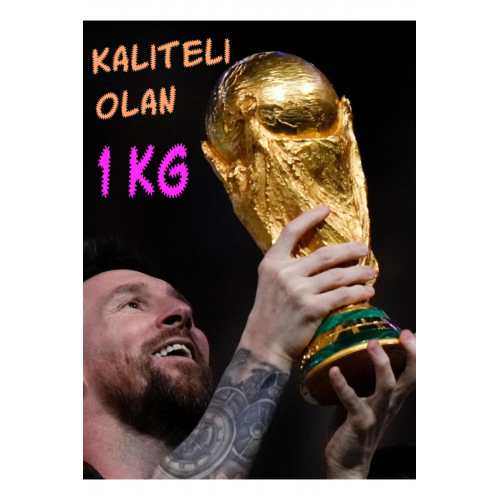 30 Cm Boy Dünya Kupası Gold Kaplama Gerçek Boyut Messi Qatar Futbol ( 30cm 1kg )