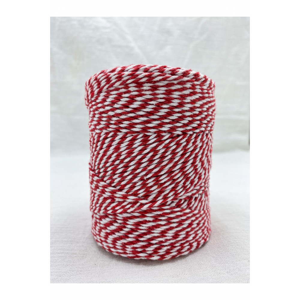 Kırmızı Beyaz Paket Ipi Pamuk Marteniçka Ipi (2-3MM-200GR-200M)