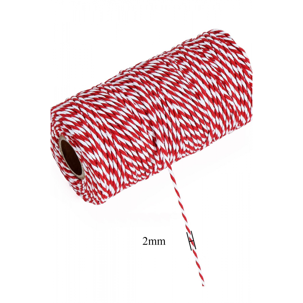 Kırmızı Beyaz Paket Ipi Pamuk Marteniçka Ipi (2-3MM-200GR-200M)