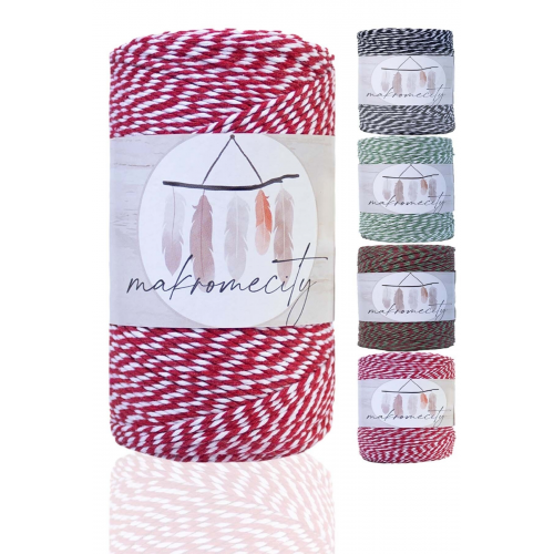 Premium 200 Metre 200 G Kırmızı Beyaz Paket Ip Hediye Paketleme Ipi Marteniçka Ipi Twine Baker