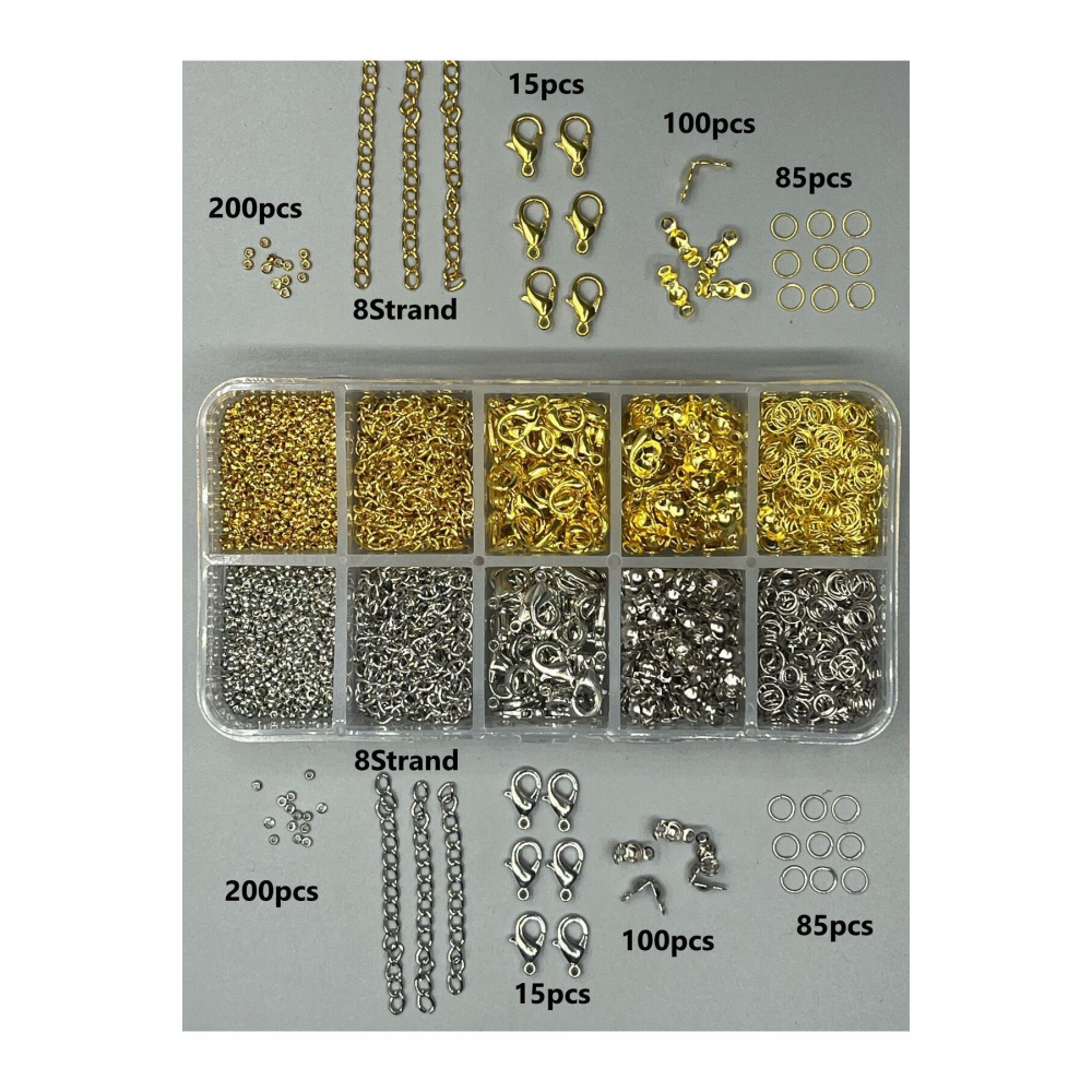 800 Adet Gold ve Gümüş Kolye Bileklik Takı Yapım Seti