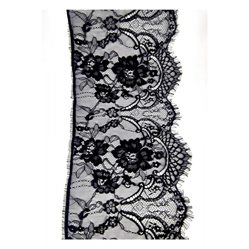 Sakallı Dantel En 25 Cm Boy 3 Metre Siyah