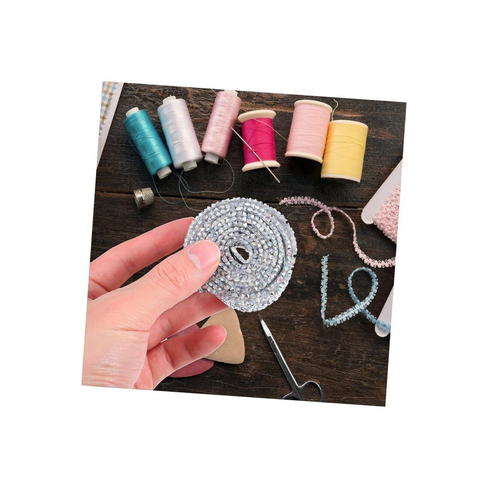 Hayal Model Taşlı Ütüyle Yapışan Şerit Aplik Gümüş