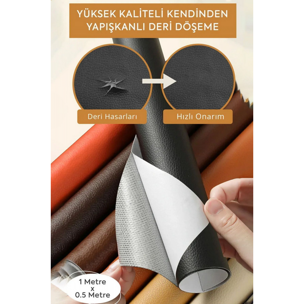 Yüksek Kaliteli Kendinden Yapışkanlı Deri Döşeme Deri Tamir Kiti 100x50 (SİYAH)