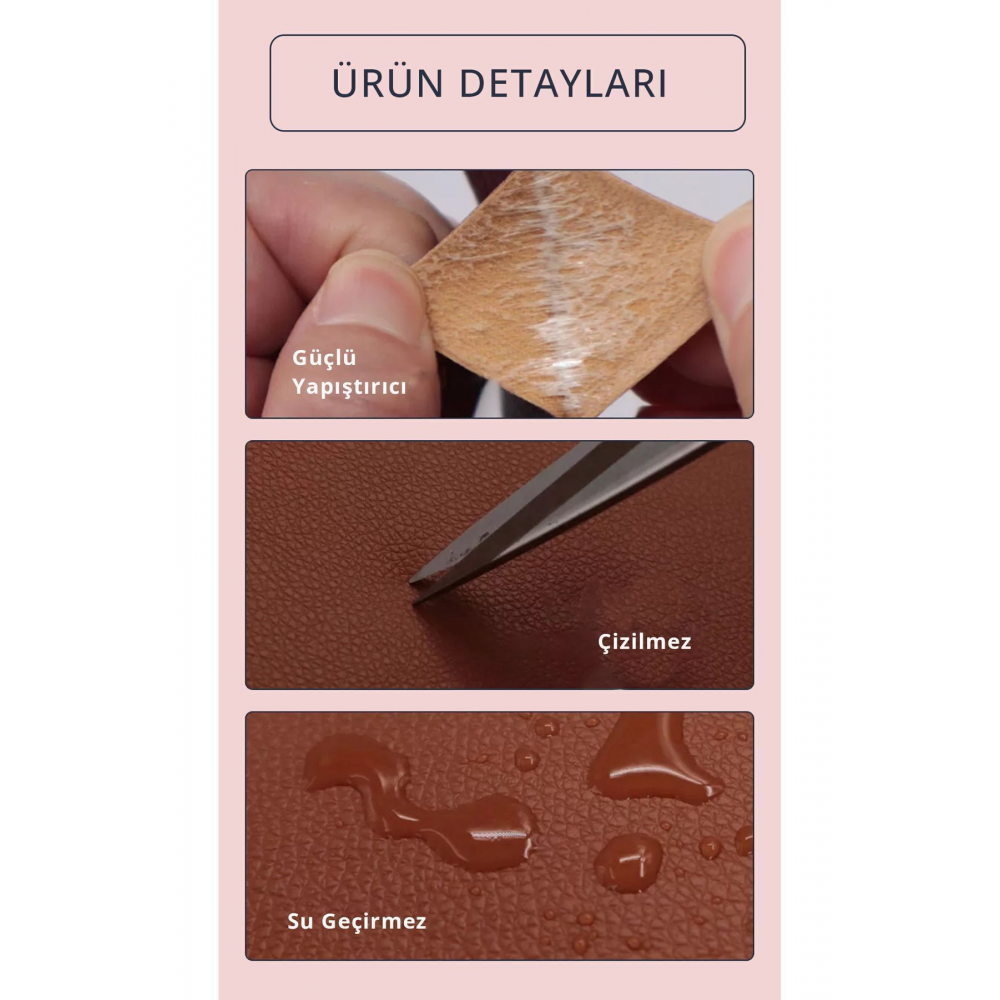 Yüksek Kaliteli Kendinden Yapışkanlı Deri Döşeme Deri Tamir Kiti 100x50 (SİYAH)