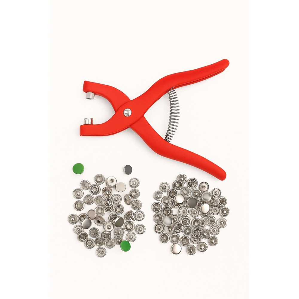 Pratik Çıt Çıt Düğme Takma Çakma Aparatı Makinesi Ve 100 Adet Çıt Çıt Glrshop