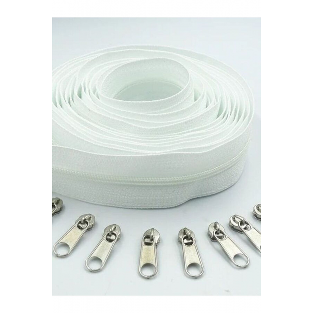 Fermiks 20 Metre T5 Beyaz Fermuar Ve 40 Adet Beyaz Başlık