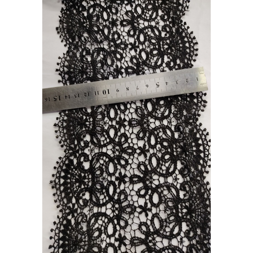 Güpür Dantel Ara Desen Siyah Renk Ara 1 Metre