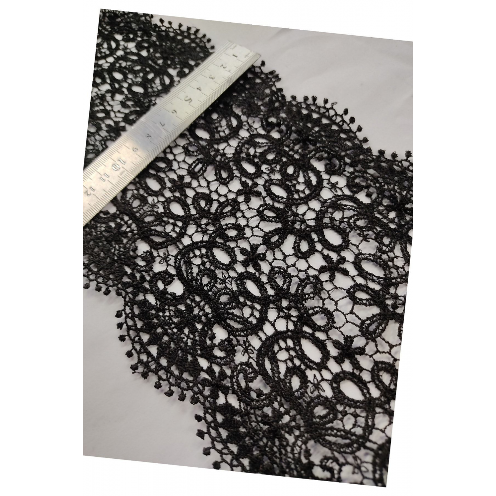 Güpür Dantel Ara Desen Siyah Renk Ara 1 Metre