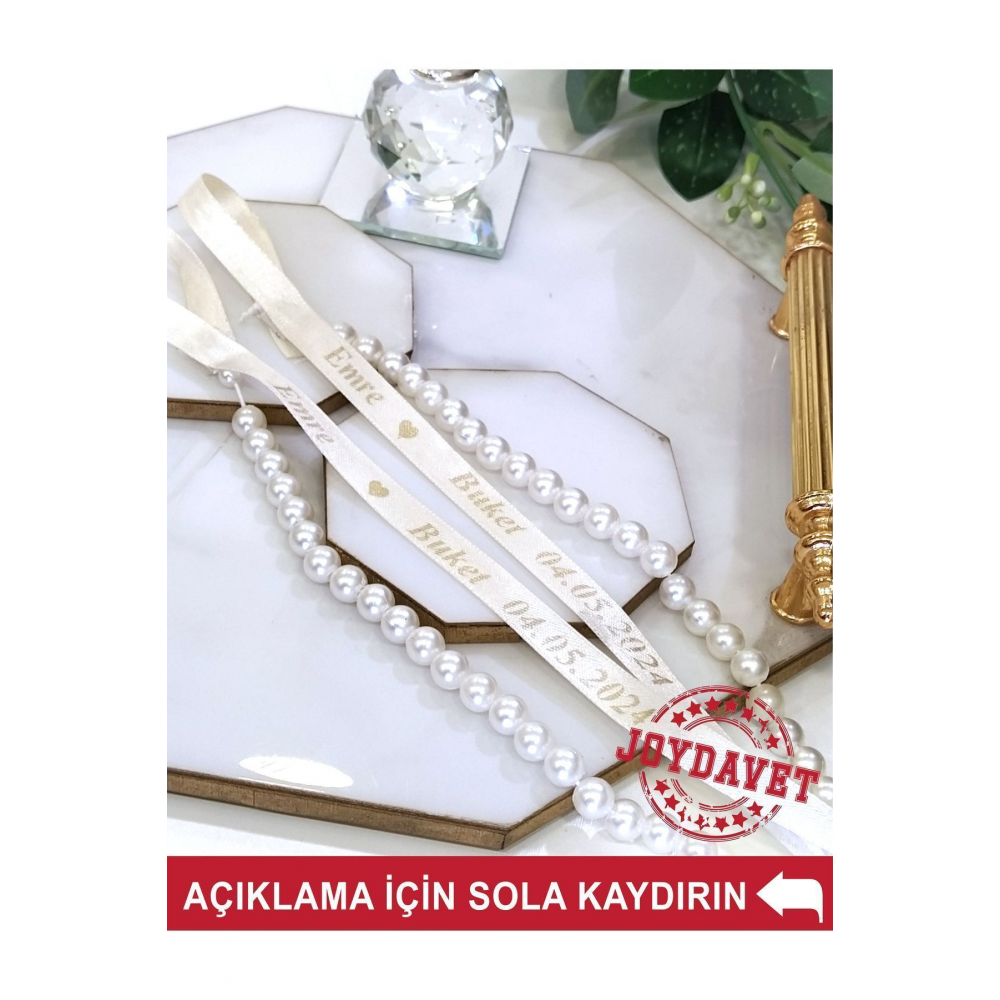 Dökülen incili isimli söz nişan kurdelesi