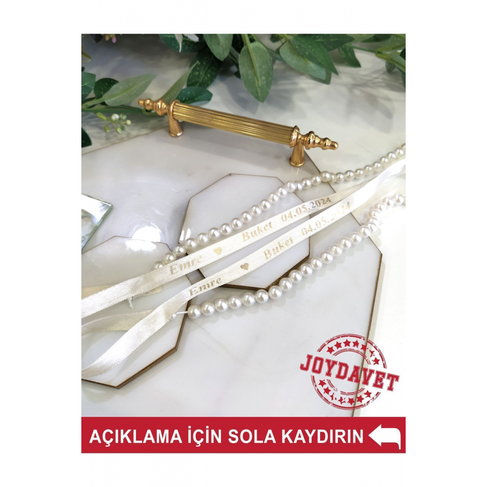 Dökülen incili isimli söz nişan kurdelesi