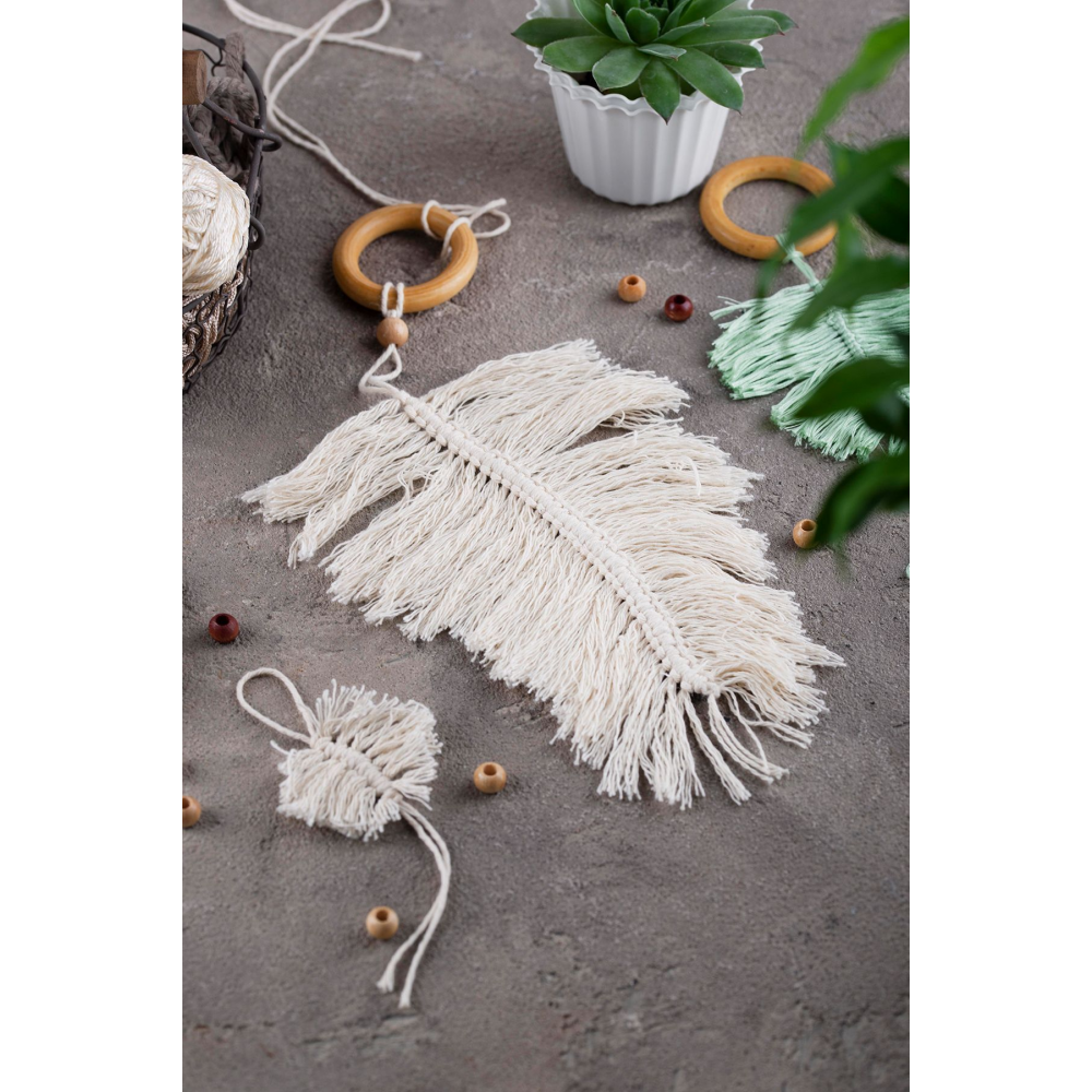 Taranan Makrome Ipi 3mm Tek Büküm Taranabilir Pamuk Makrome Ip Ekru