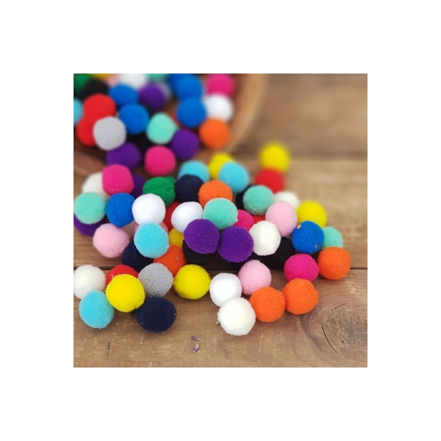 15 Mm Peluş Ponpon - Renkli Ponpon 100 Adet - Pelüş Ponpon - Süs Ponpon