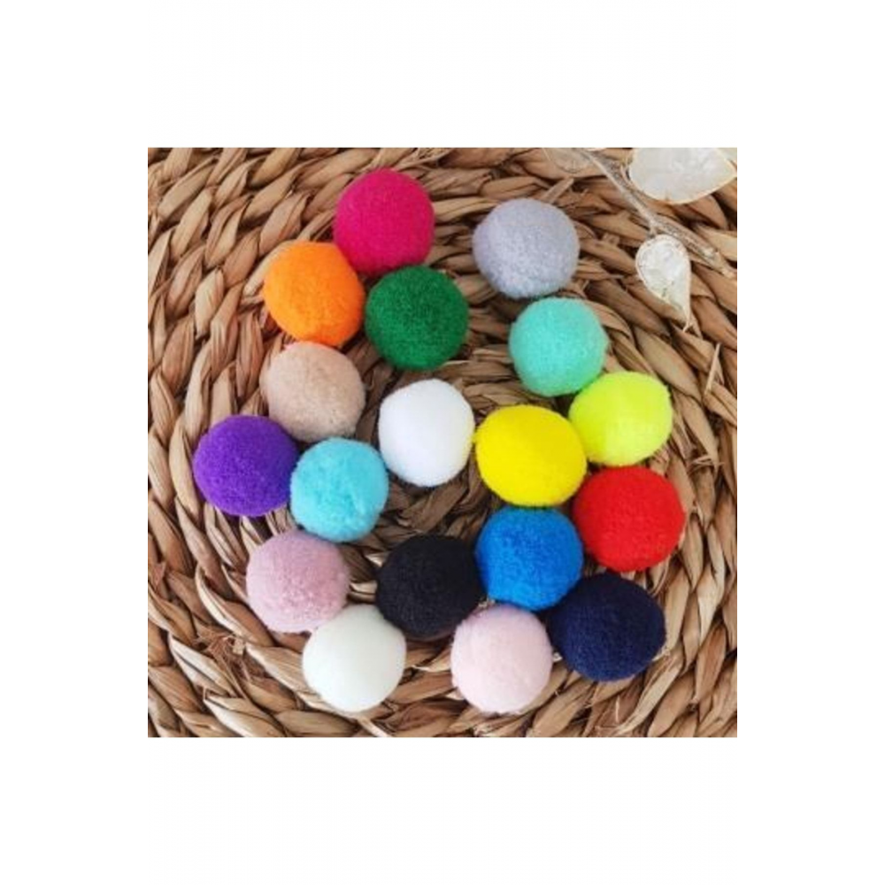 15 Mm Peluş Ponpon - Renkli Ponpon 100 Adet - Pelüş Ponpon - Süs Ponpon